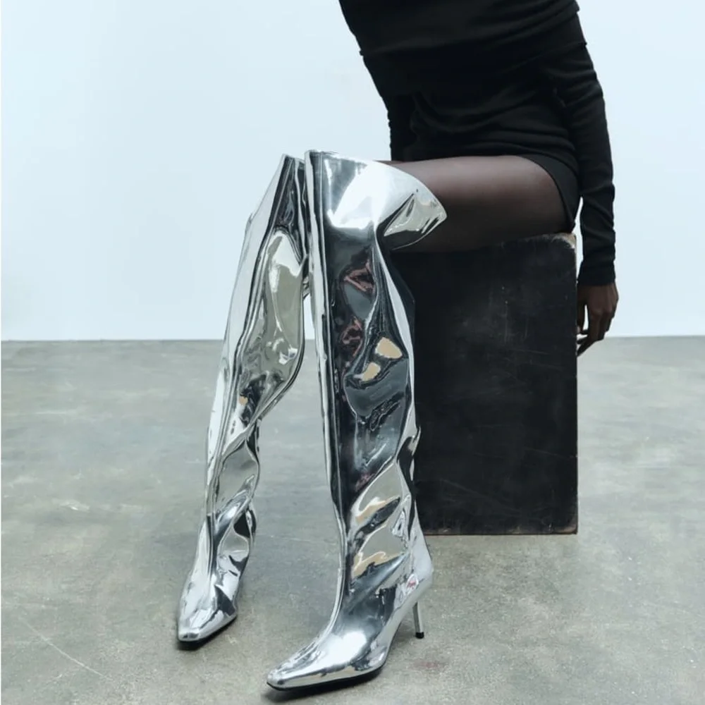 ZARA Metallic OTK Boots